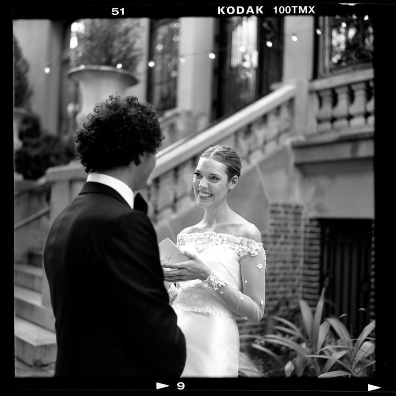 Wedding Photographer Johnny Martyr medium format black and white film bride smile happy couple love family