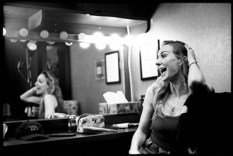 Nikki Glaser Johnny Martyr Theatre dressing room backstage film Kodak Leica Voigtlander candid documentary TMAX P3200 Black and White Reportage Photjournalism Comedian Comedy Standup